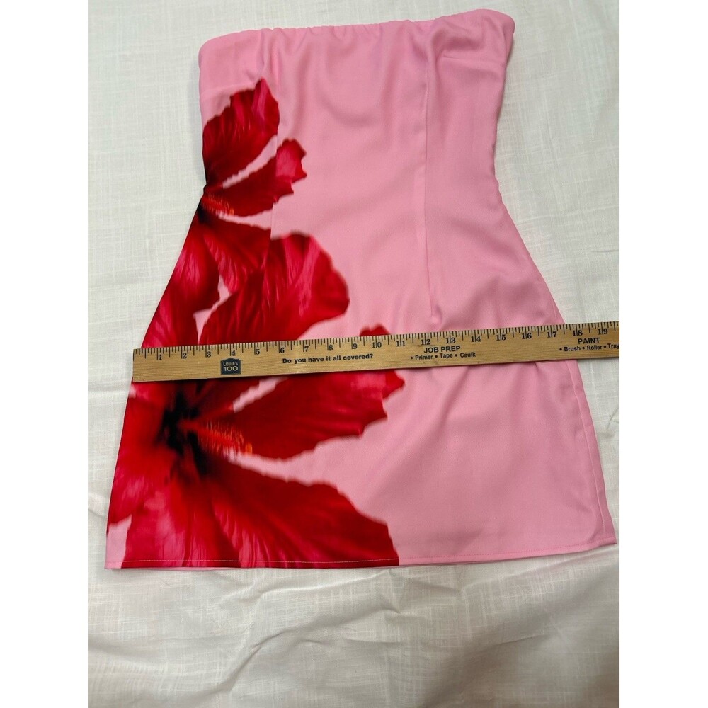 beginning boutique Temmie Pink Hibiscus Strapless Mini Dress XS - 2 - Picture 12 of 12